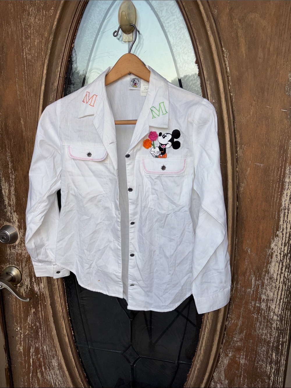 Mickey & co embroidered button top! Youth 14